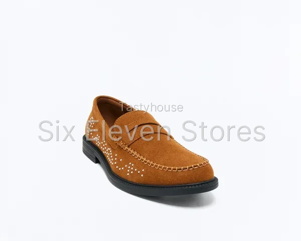 Studded Faux Suede Slip On Loafer