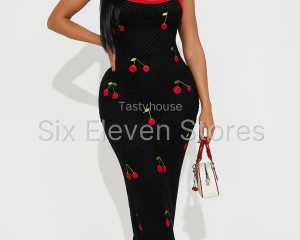 Sweet Girl Cherry Crochet Maxi Dress