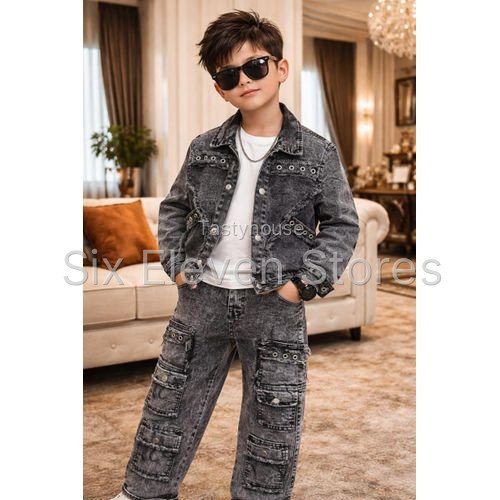 Kids’ 3-Piece Denim Outfit Set – T-Shirt, Denim Jacket & Jeans
