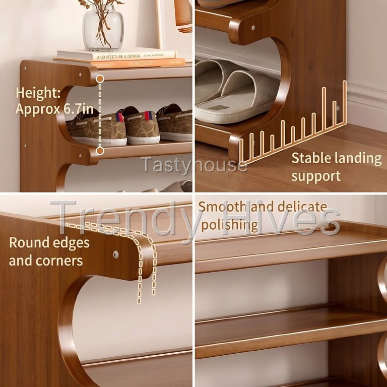 5-Tier Bamboo Shoe Rack Organizer