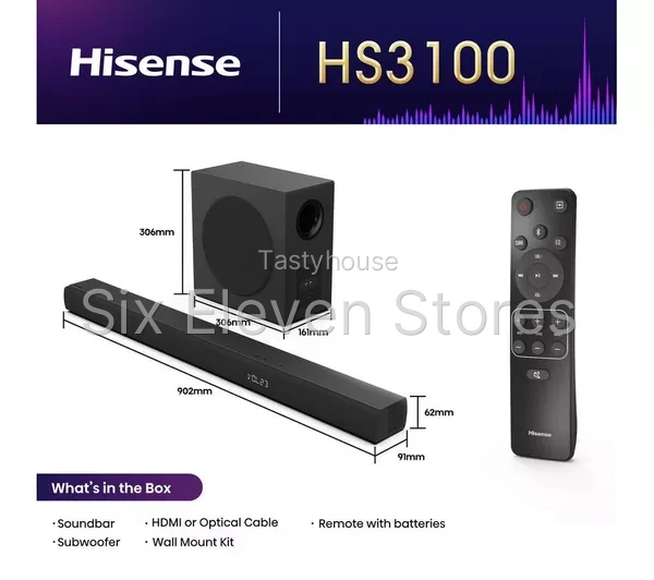 HISENSE HS3100 3.1 Wireless Compact Sound Bar with DTS Virtual