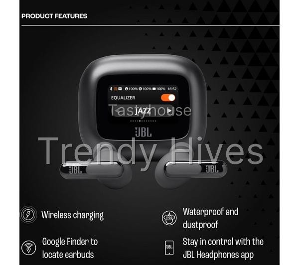 JBL Live Beam 3 Wireless Bluetooth Noise-Cancelling Earbuds – Black