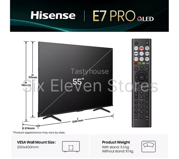 HISENSE E7Q PRO 55″ QLED 4K HDR Smart TV with Freely – 55E7QTUK PRO
