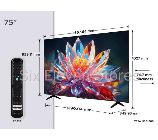 TCL T6C 75″ QLED 4K HDR Smart Fire TV with Freely