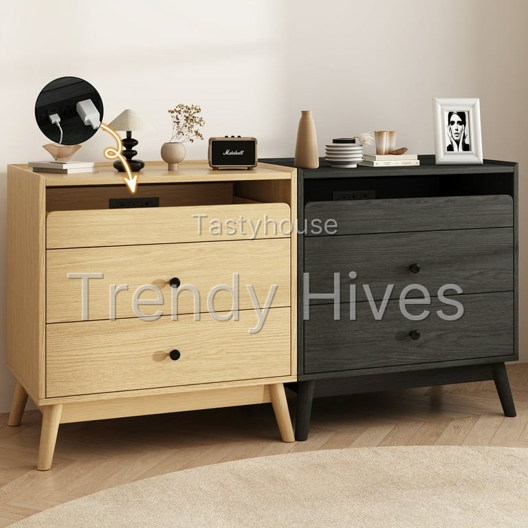 Wood Bedside Table 25″ Height x 24″ Width