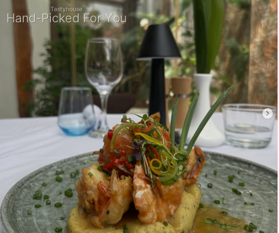Grilled Tiger Prawns with Pesto Mashed Potatoes