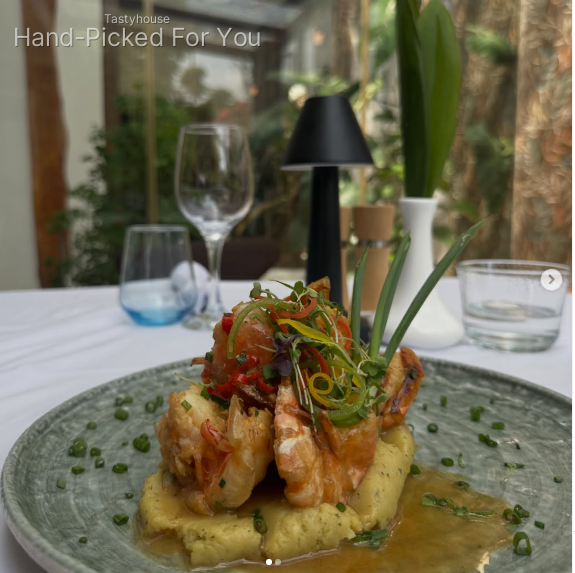 Grilled Tiger Prawns with Pesto Mashed Potatoes