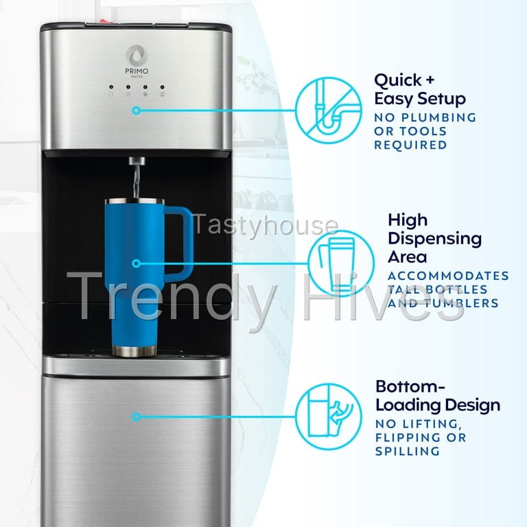 Primo Deluxe Bottom Load Black and Stainless Water Dispenser