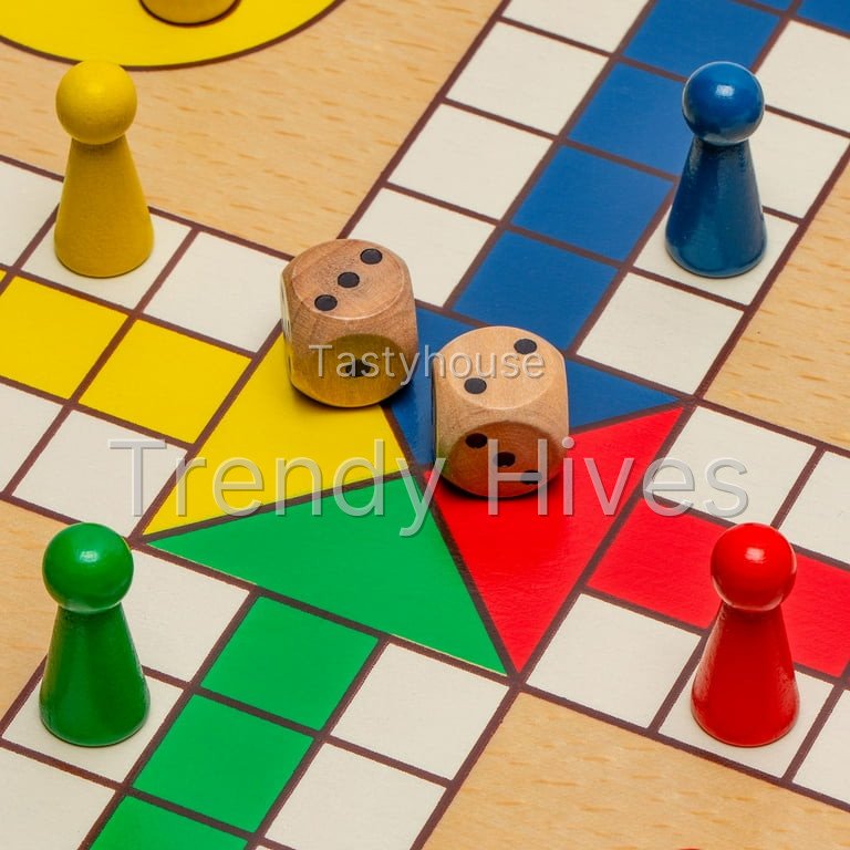 2-in-1 Reversible Wooden Snakes and Ladders, Ludo Game Set