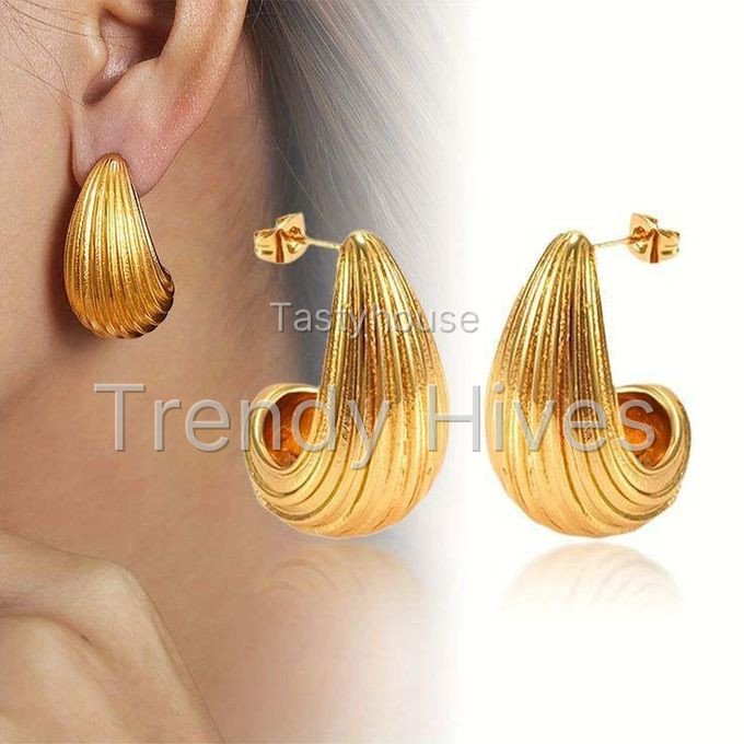 Swirl water drop Stainless Steel Earring