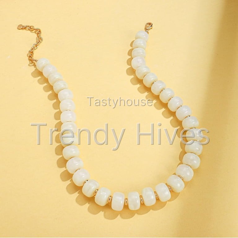 Leaf Resin Chunky Beaded Necklace for Women, Simple Modern Style Necklace Jewelry Accessory