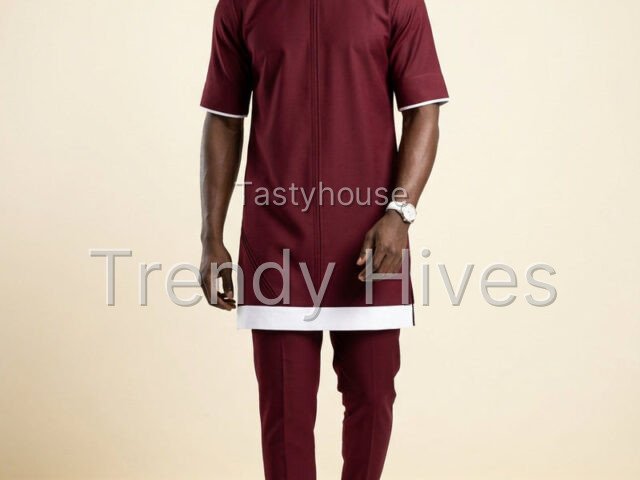 Burgundy Traditional Two-Piece Outfit