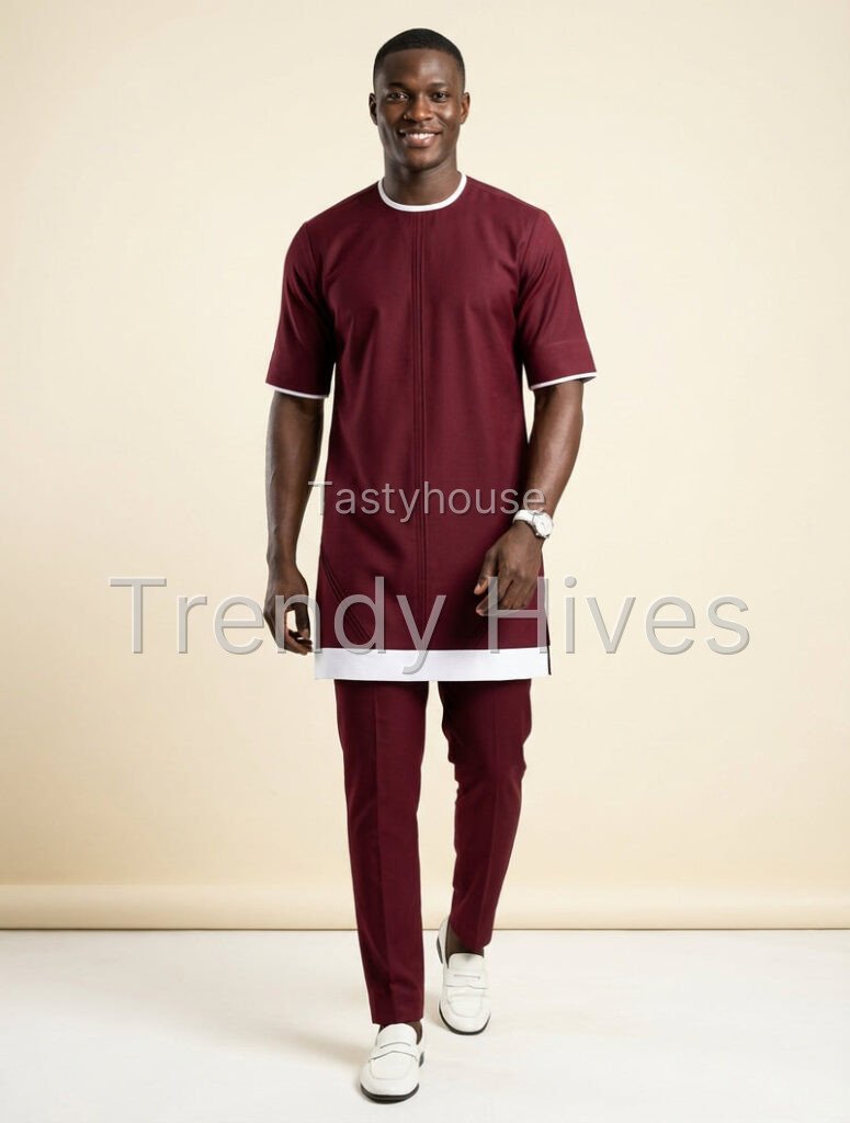 Burgundy Traditional Two-Piece Outfit