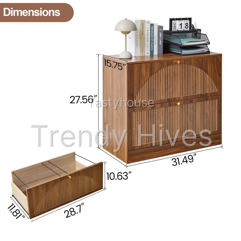 Walnut 2-Drawer Wood File Cabinet