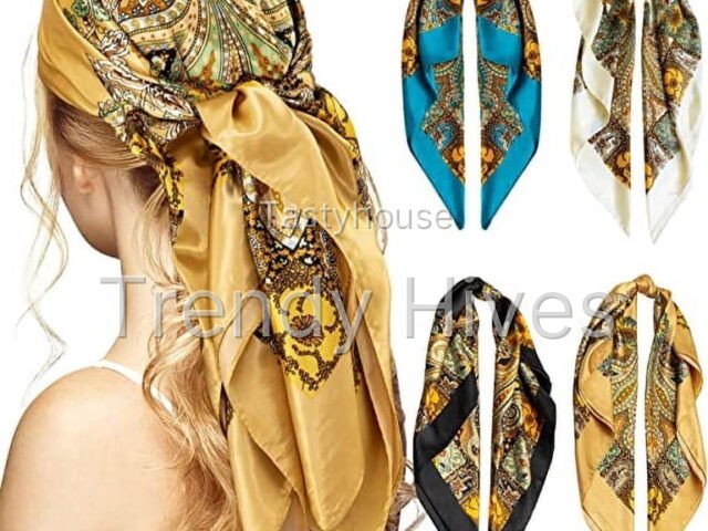 HBlife Women’s Satin Head Scarf, 4-Piece Multicolor Bandana Scarf Pack