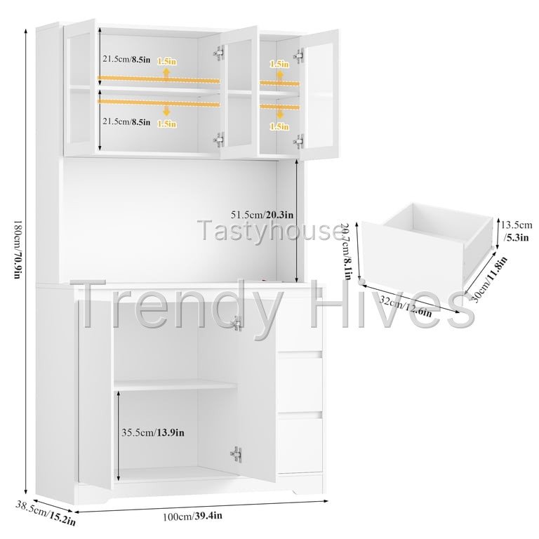 Homfa 70.9” Kitchen Pantry Cabinet