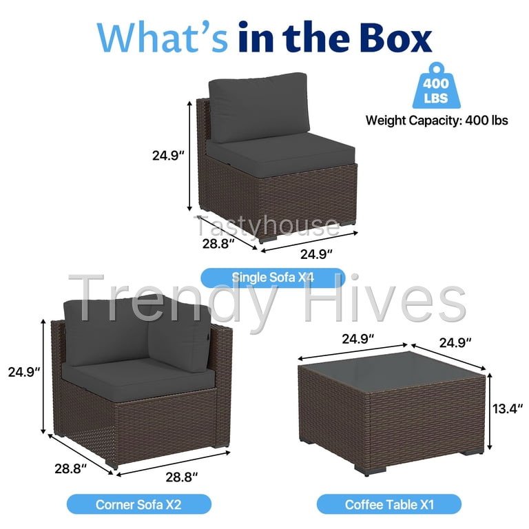 Sunmthink 7-Piece Wicker Patio Furniture Sets