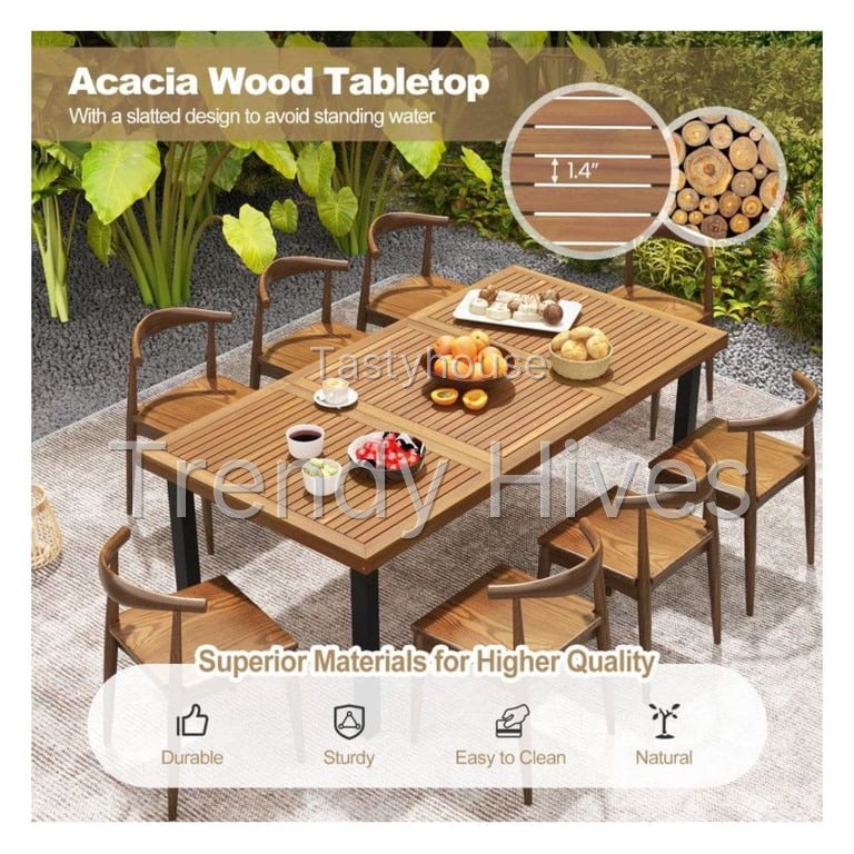 79″ Acacia Wood Dining Table 8-Person