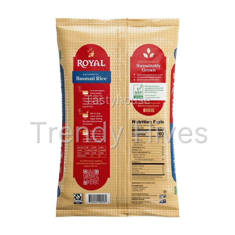 Authentic Royal Naturally Aged Indian White Basmati Rice, Long-Grain, Gluten-free