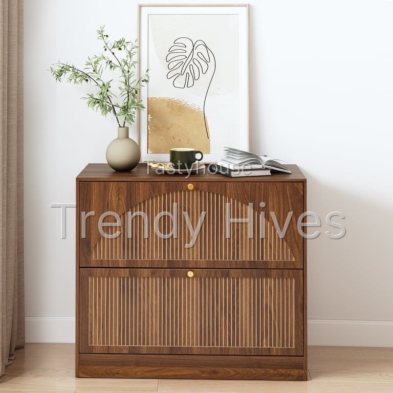 Walnut 2-Drawer Wood File Cabinet