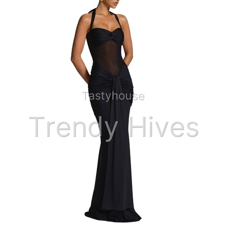 Maqroz Women’s Halter Neck Maxi Dress