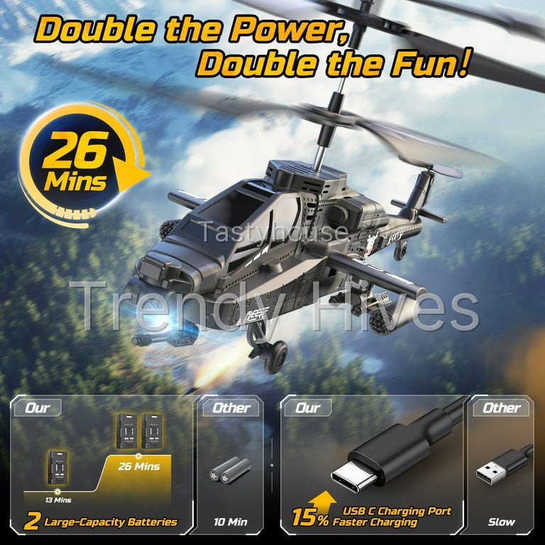 DEERC Apache RC Helicopter for Kids & Adults