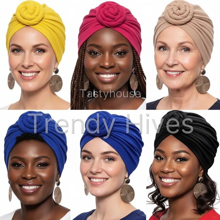 Pieces Turbans Head Wraps for Women Soft Pre Tied Knot Fashion Headwear Cap Headwrap Hat