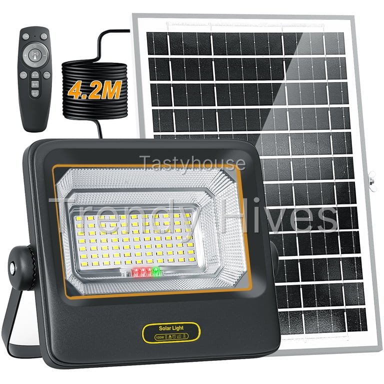 Indmird 100W Motion Sensor Outdoor Solar Flood Lights