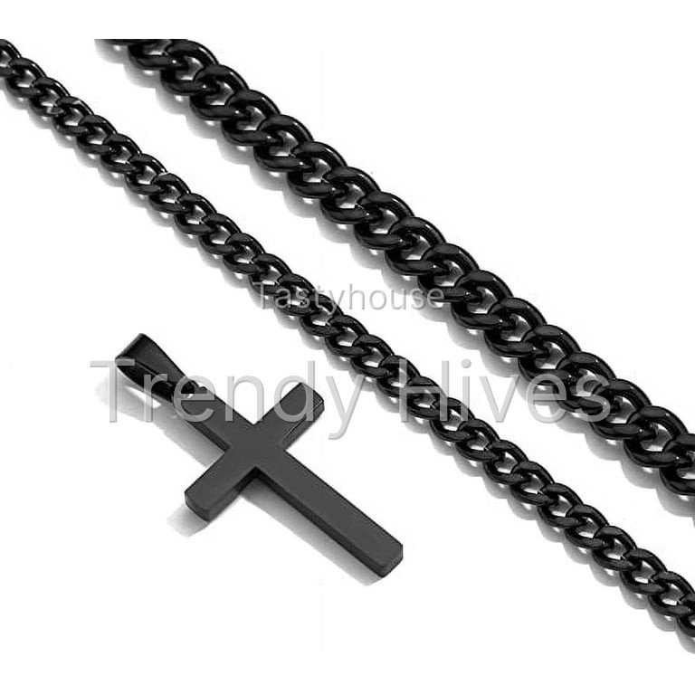 Layered Black Cross Necklaces for Men