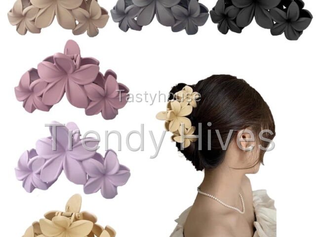 6PCS Hawaiian Plumeria Flower Hair Clips