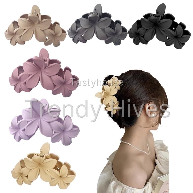 6PCS Hawaiian Plumeria Flower Hair Clips