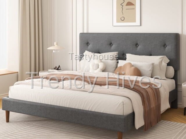 Bed Frame with Adjustable Headboard