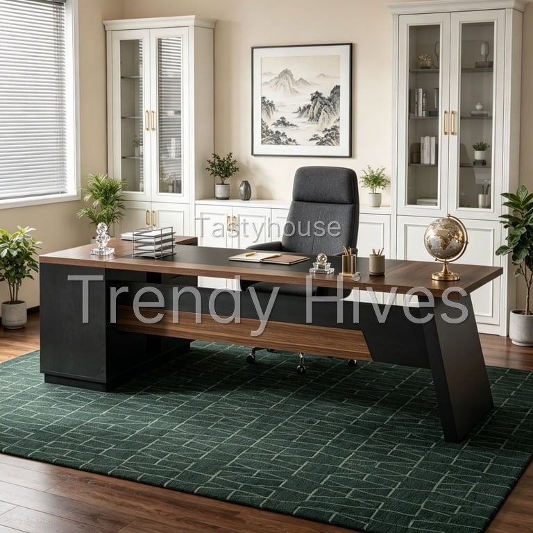 Fnova 78″ L-Shaped Executive Desk with Drawers