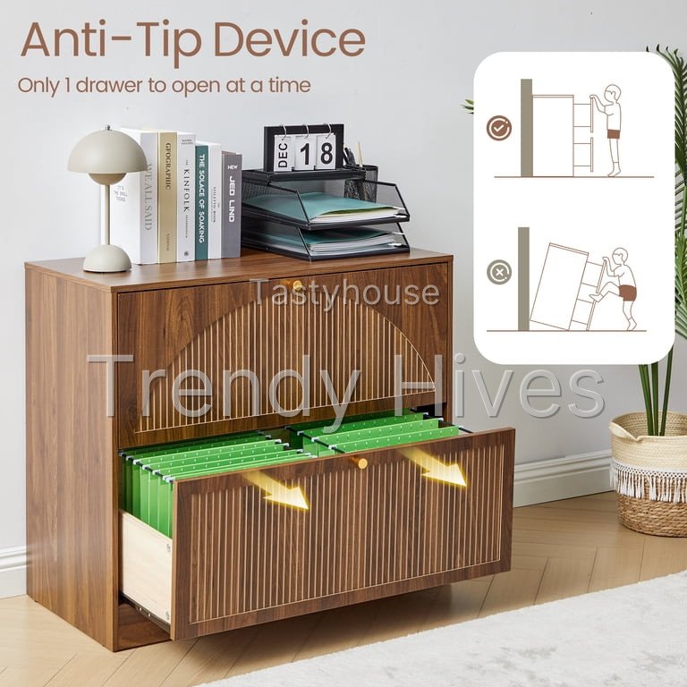 Walnut 2-Drawer Wood File Cabinet