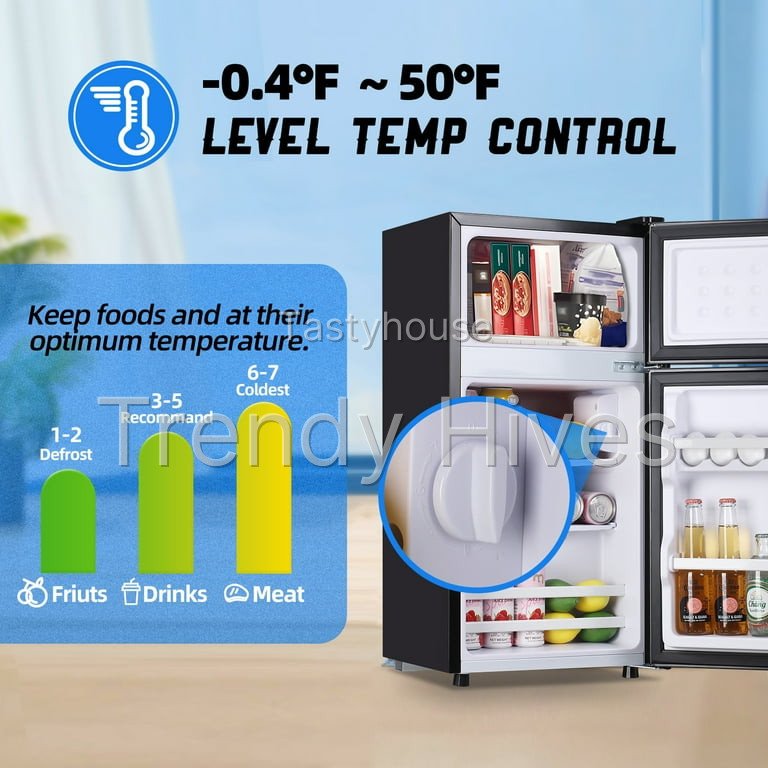 TACOOL Mini Refrigerator with Top Freezer
