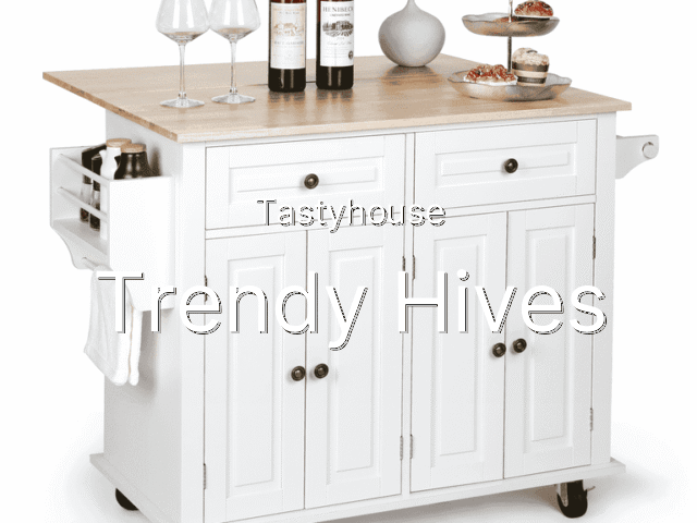 RichYa Kitchen Island with Storage and Drop Leaf