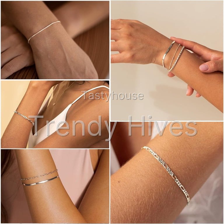 Dainty Silver Bracelets for Women Trendy