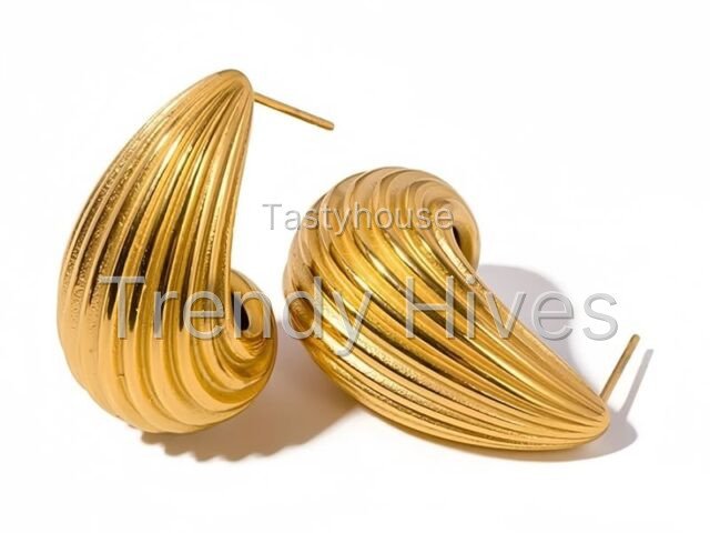 Swirl water drop Stainless Steel Earring