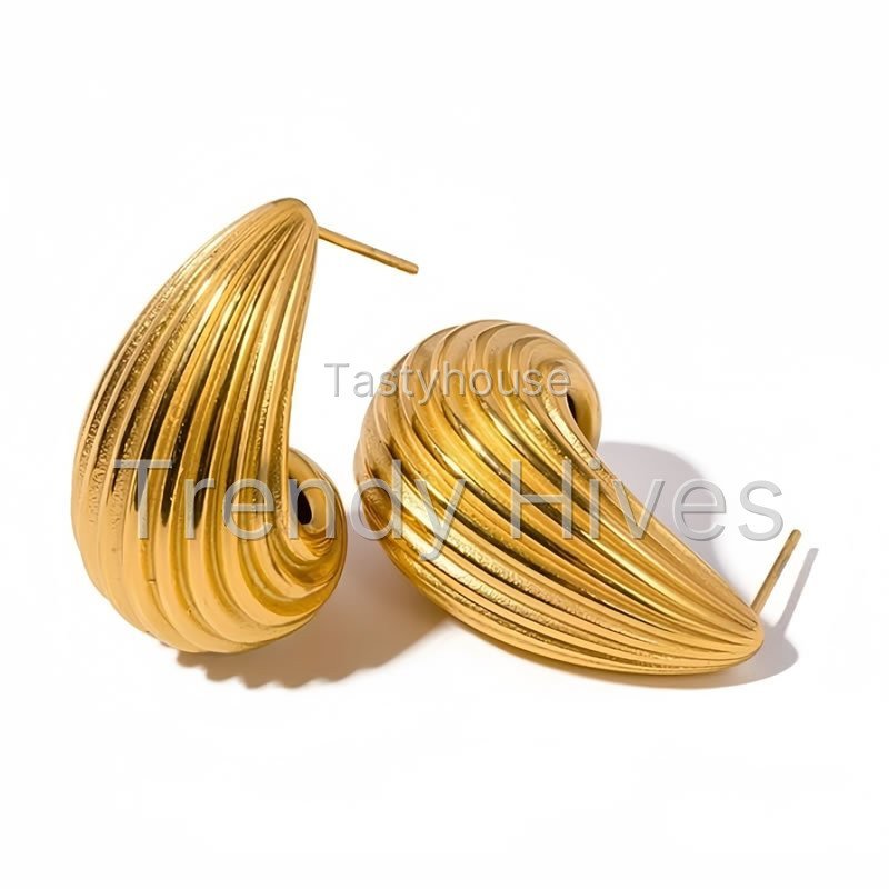 Swirl water drop Stainless Steel Earring