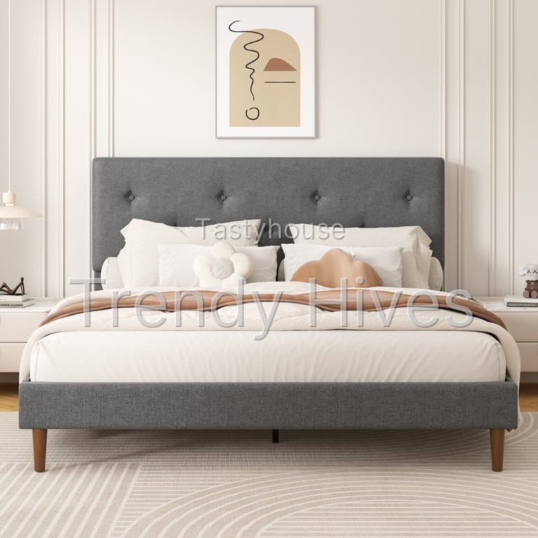 Bed Frame with Adjustable Headboard