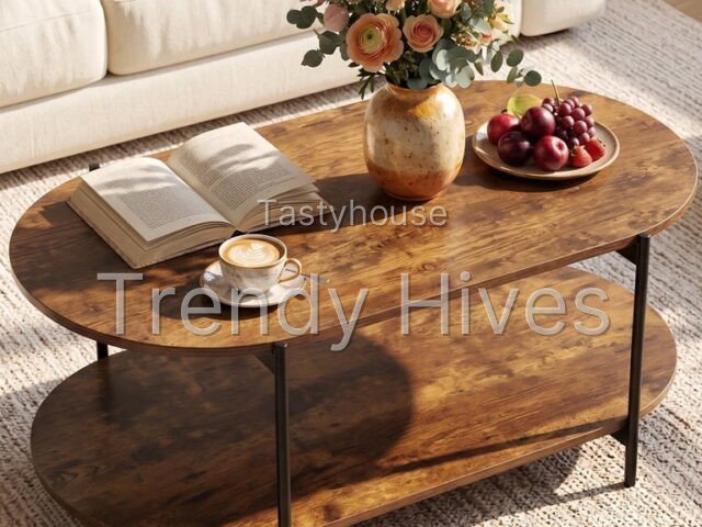 Gasee 47″ Oval Wooden Coffee Table