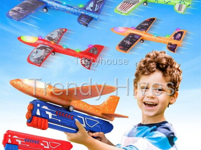 Growsly 4 Pack Catapult Airplane Glider Toy