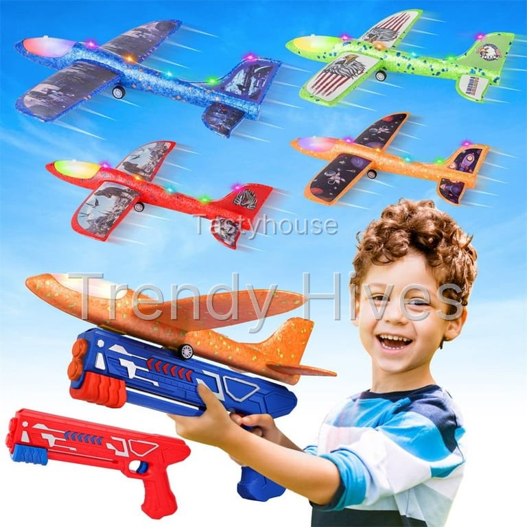 Growsly 4 Pack Catapult Airplane Glider Toy