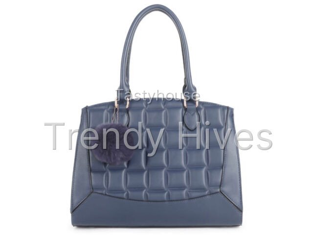 Blue Quilted Leather Handbag