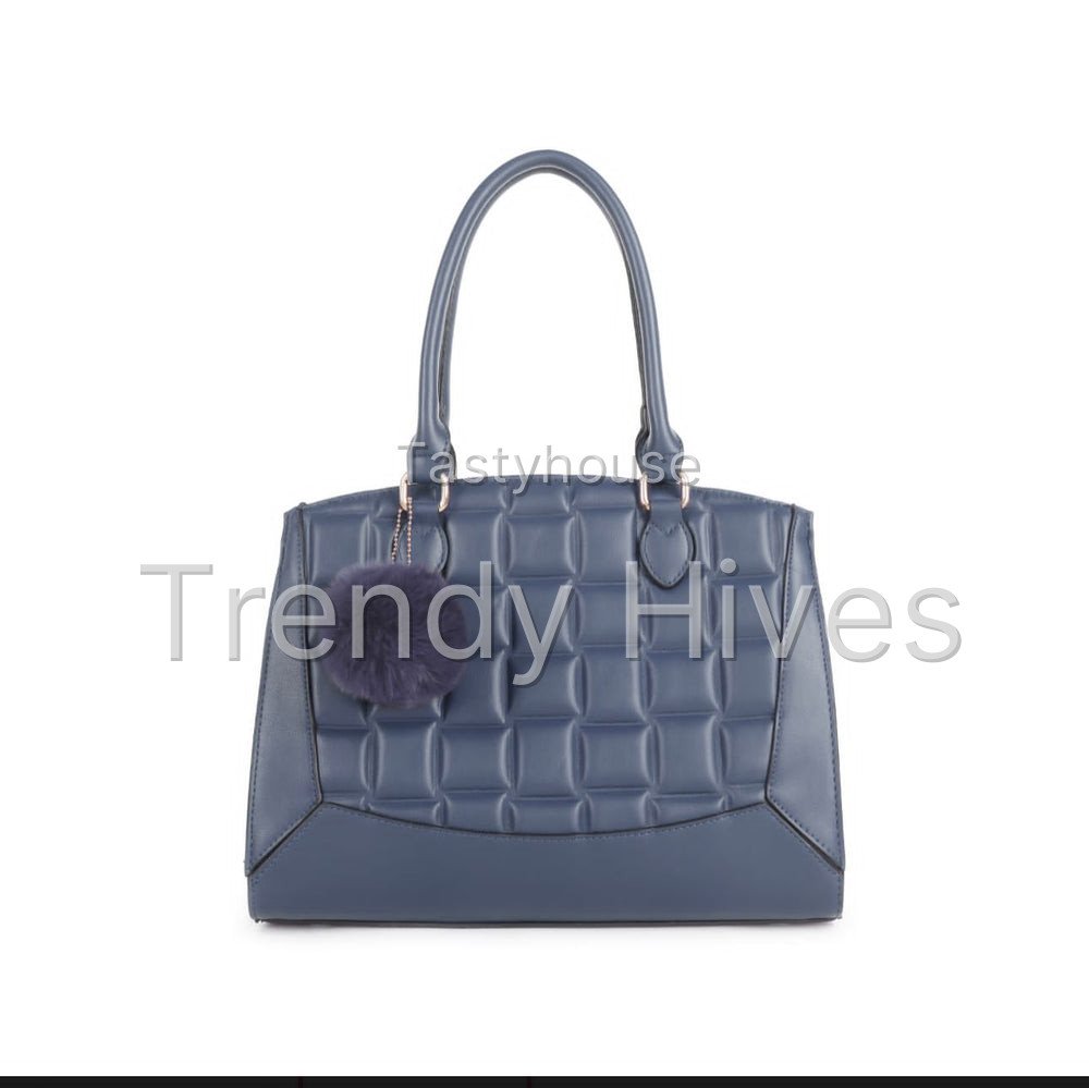 Blue Quilted Leather Handbag