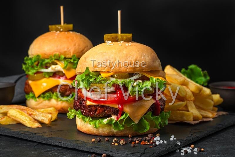Beef burger & chips