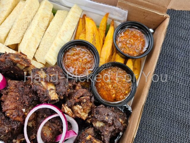 Roasted beef ribs platter