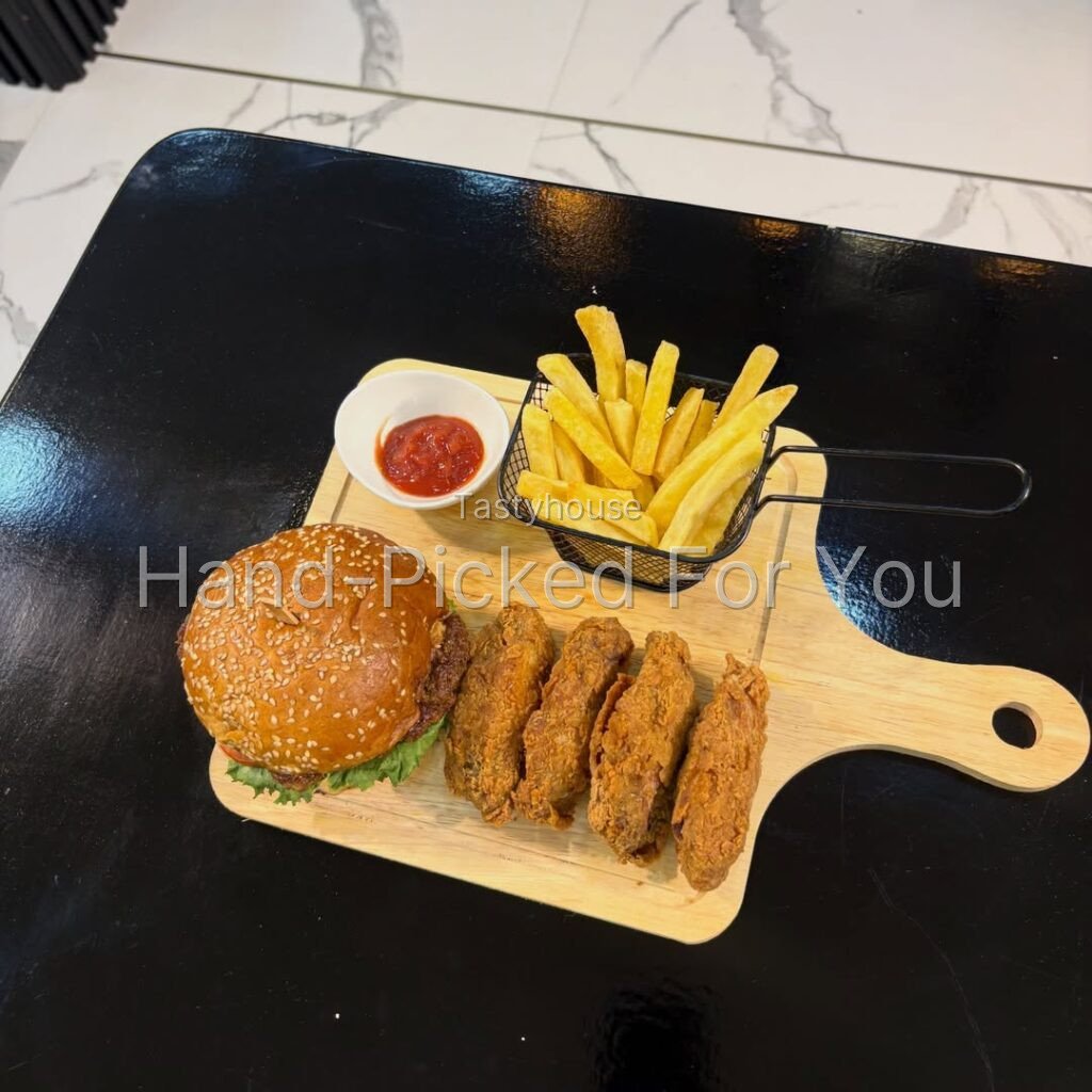 Beef burger & fries