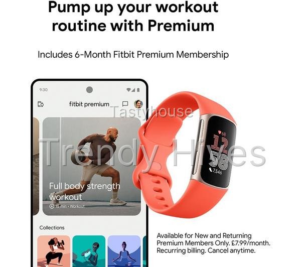 FITBIT Charge 6 Fitness Tracker – Coral, Silicone Strap, Universal