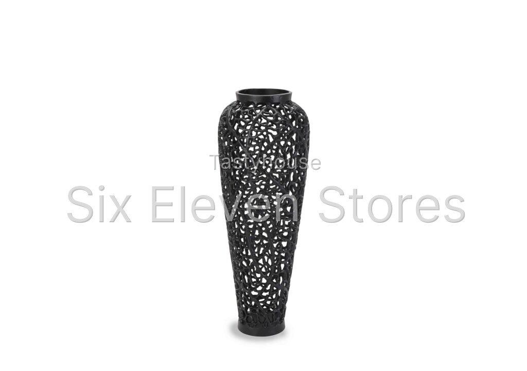 Black Cast Lattice Vase